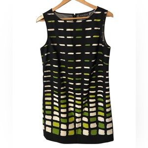 Jessica Howard Black Mini Dress with Green & Cream Block Print